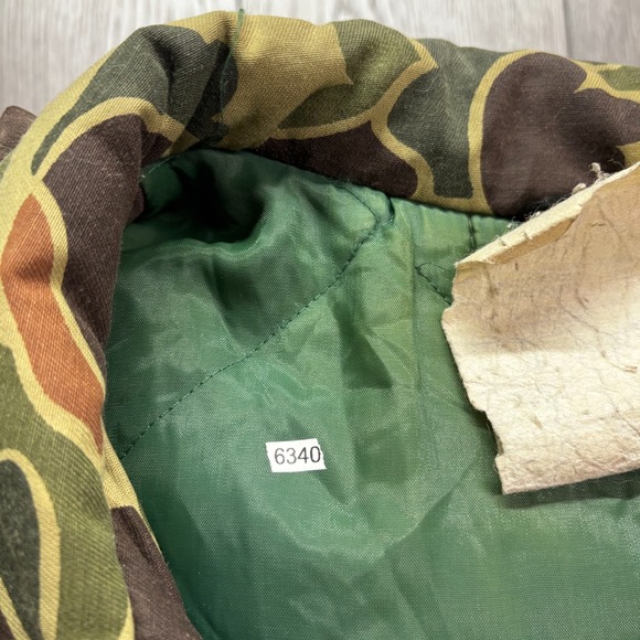 Vintage Thermo king Jacket Mens XL Duck Camo 70s Zip Hunting Hooded Talon Snap - Picture 10 of 10
